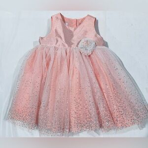 Sparkling Pink Tulle Party Dress with Rosette